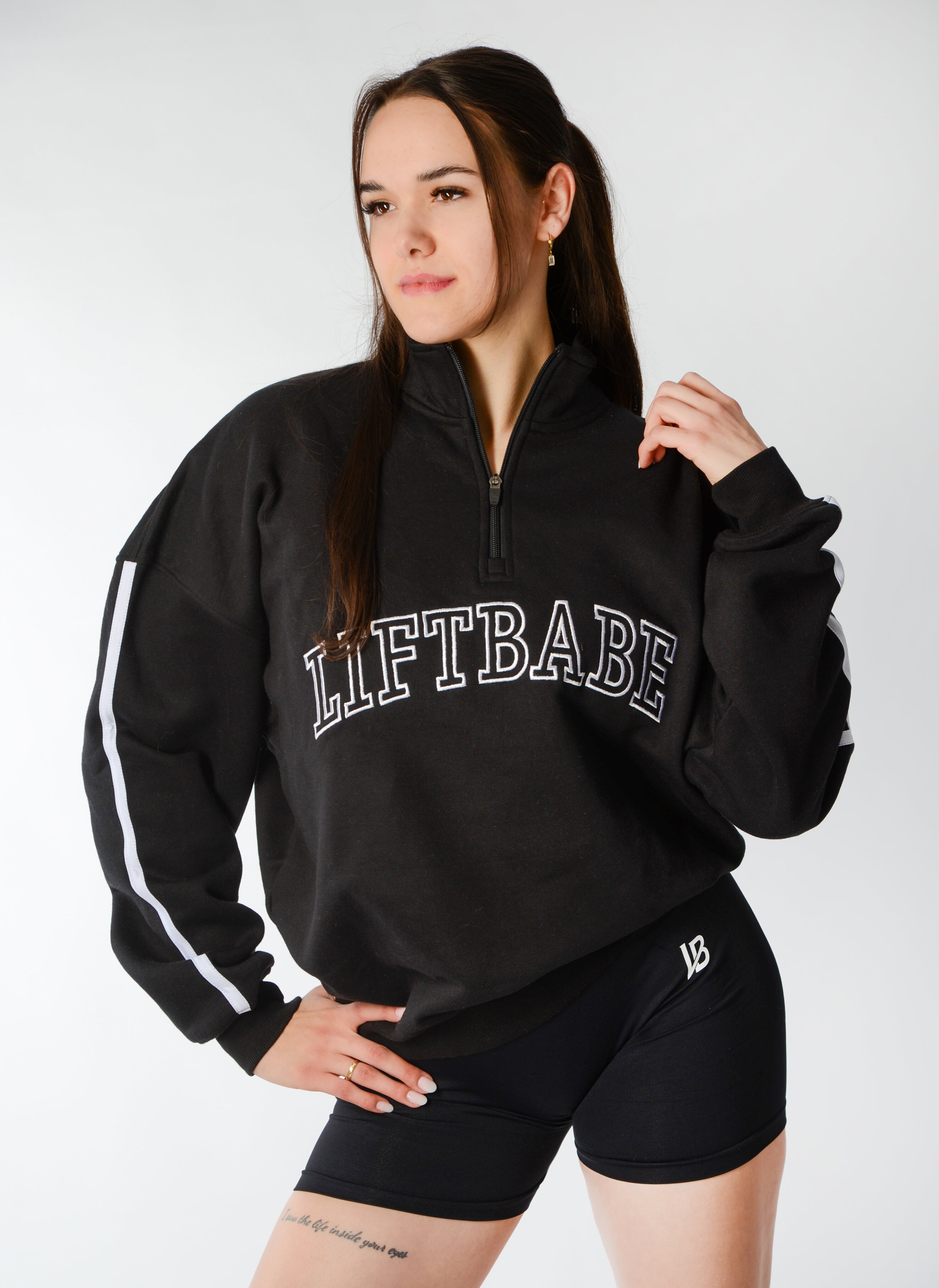 Zipper Hoodie Black x White