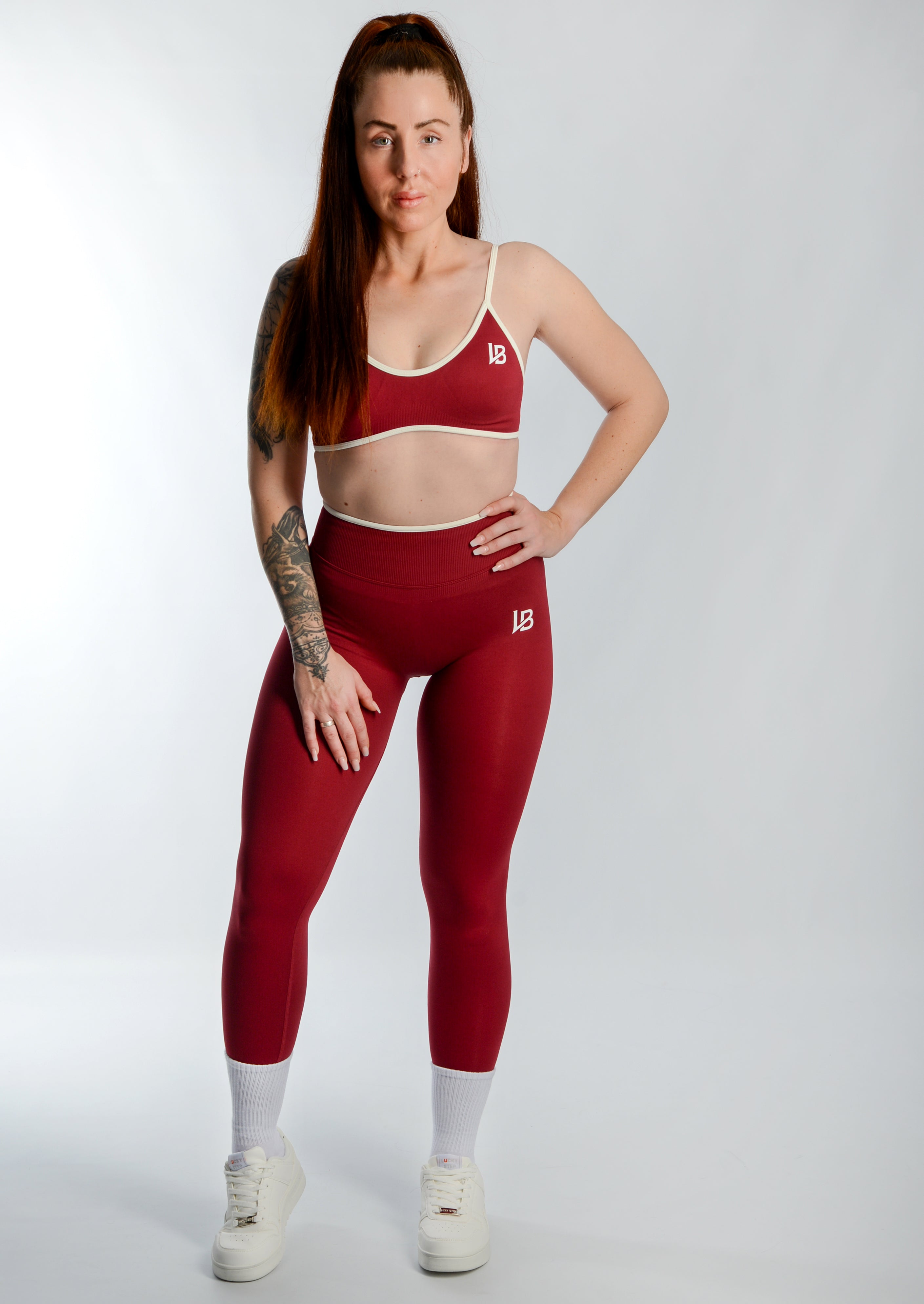 ATHLETIC Leggings - Burgundy X White