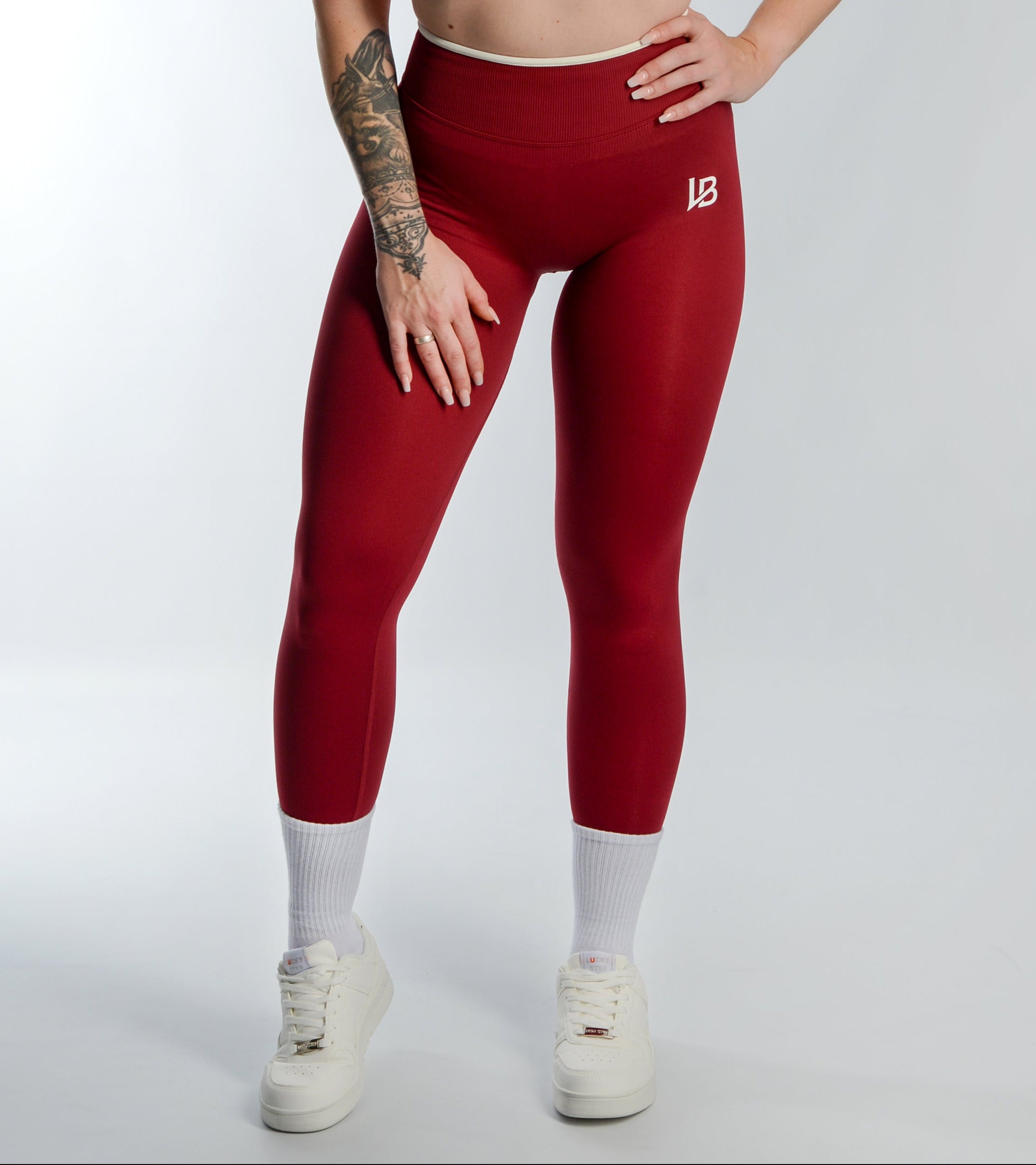 ATHLETIC Leggings - Burgundy X White