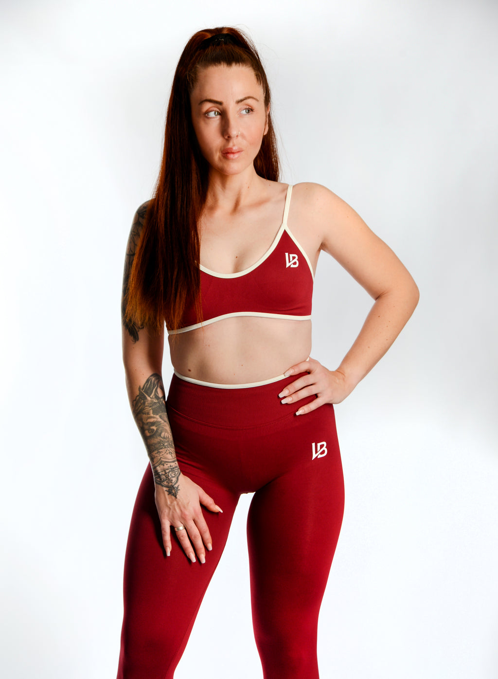 ATHLETIC Leggings - Burgundy X White