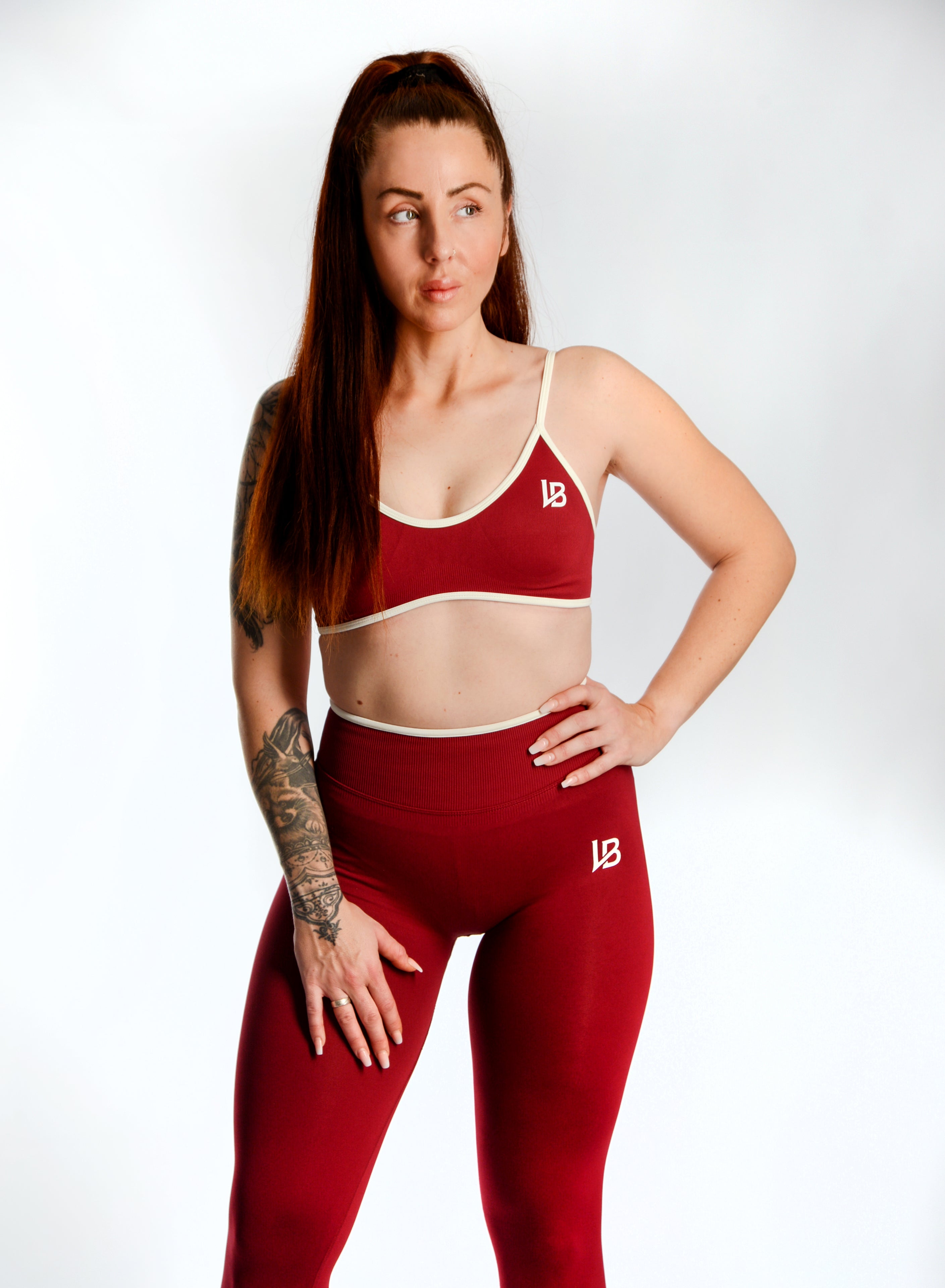 ATHLETIC Leggings - Burgundy X White