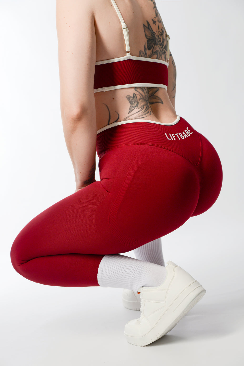 ATHLETIC Leggings - Burgundy X White